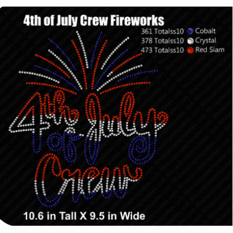 4th of July Crew Fireworks Ombre Rhinestone Digital Design EPS SVG