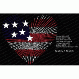 Flag Heart Spray Rhinestone Download EPS SVG