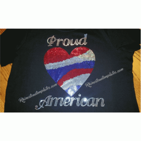 Proud American RWB Heart Rhinestone Download EPS SVG