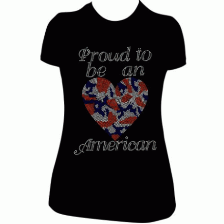 Proud to be An American RWB Rhineston Heart Design Download