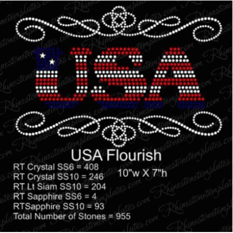 USA Scrolls Rhinestone Download EPS SVG