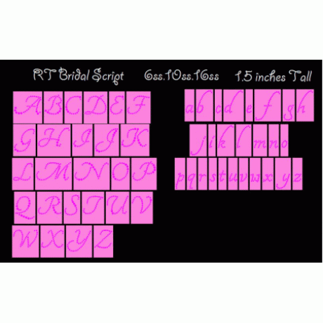 Rhinestone Alphabet Rt Bridal Script Line up EPS SVG