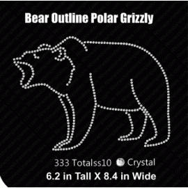 Bear Polar Grizzly Outline Rhinestone Transfer