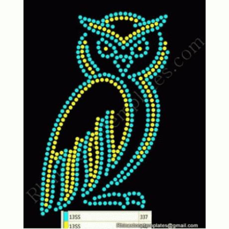 Owl 2 Color Rhinestone Digital Download EPS SVG