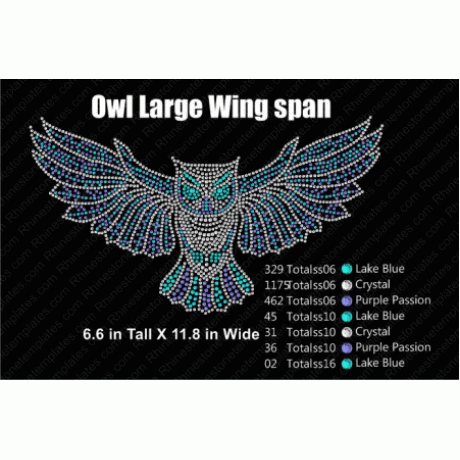 Owl Large Wings Rhinestone Download EPS SVG
