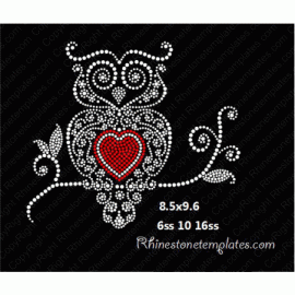 Owl Swirley Heart Rhinestone Download EPS SVG