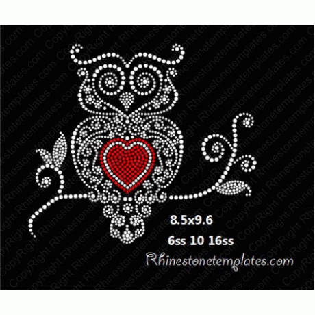 Owl Swirley Heart Rhinestone Download EPS SVG