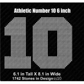 Athletic Number 10 6 inch Rhinestone Transfer Motif