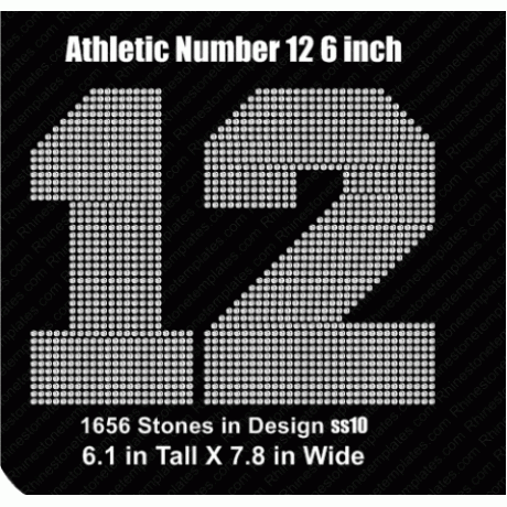Athletic Number 12 6 inch Digital Design EPS SVG