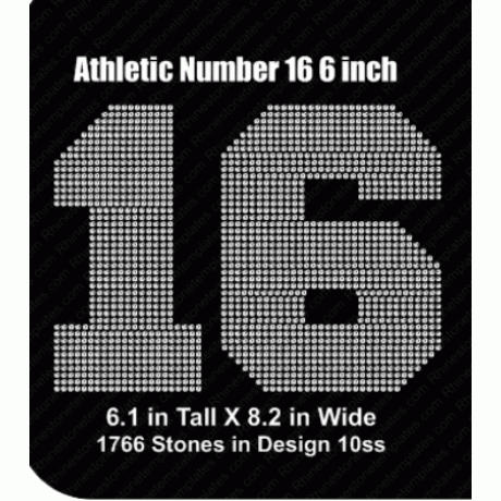Athletic Number 16 6 inch Digital Design EPS SVG