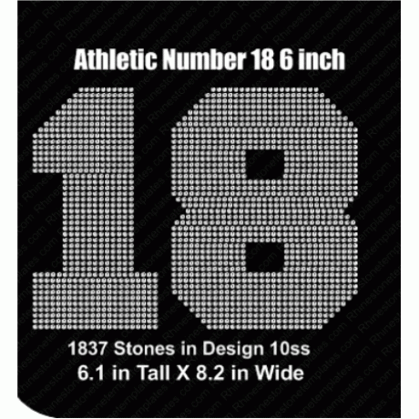 Athletic Number 18 6 inch Digital Design EPS SVG