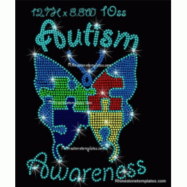 Autism Awareness Butterfly Rhinestone Download EPS SVG
