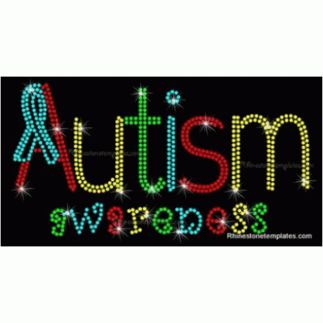 Autism Awareness With ribbon Rhinestone Template
