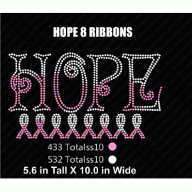Hope 8 ribbons Digital EPS SVG Rhinestone