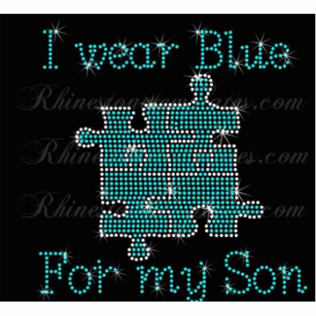 I wear Blue for my Son Autism Rhinestone Download EPS SVG