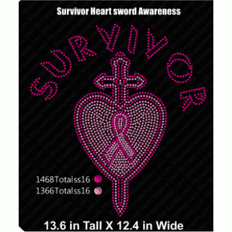 Awareness Survivor Heart Sword Ribbon Digital EPS SVG