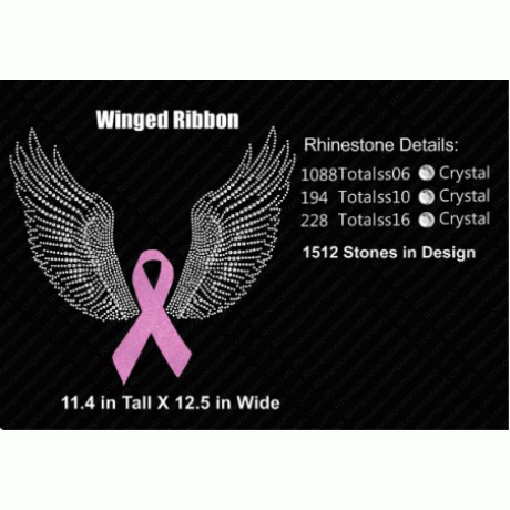 Winged Ribbon Rhinestone Digital Design EPS SVG