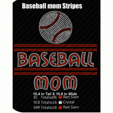 Baseball Mom Stripes Design EPS SVG Rhinestone