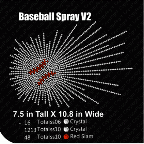 Baseball Spray V2 Rhinestone Design EPS SVG