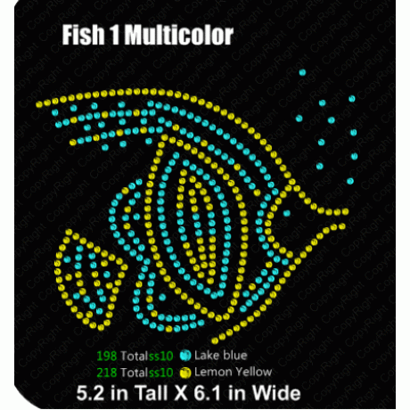 Fish 1 Multi Color Rhinestone Download EPS SVG