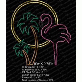 Flamingo Palm Tree Sun Rhinestone Download EPS SVG