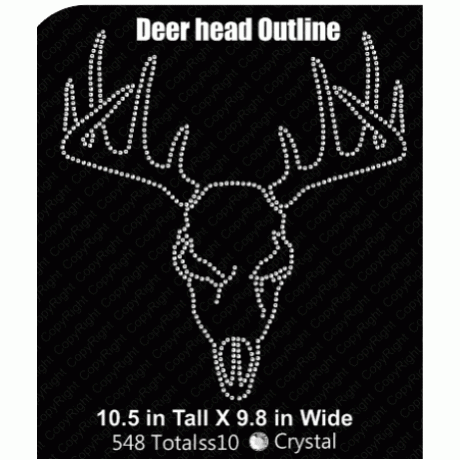 Deer Head skull Outline Rhinestone Design EPS SVG