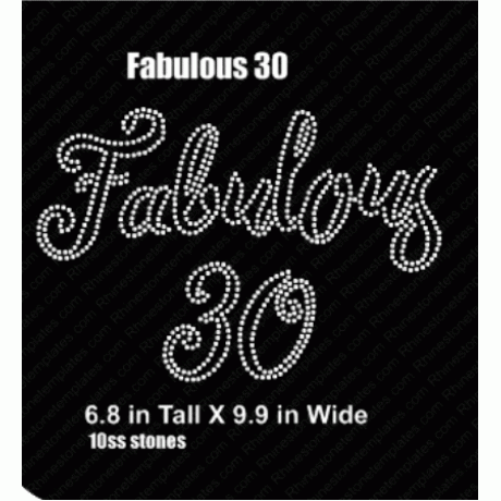 Fabulous 30 Rhinestone Template Precut