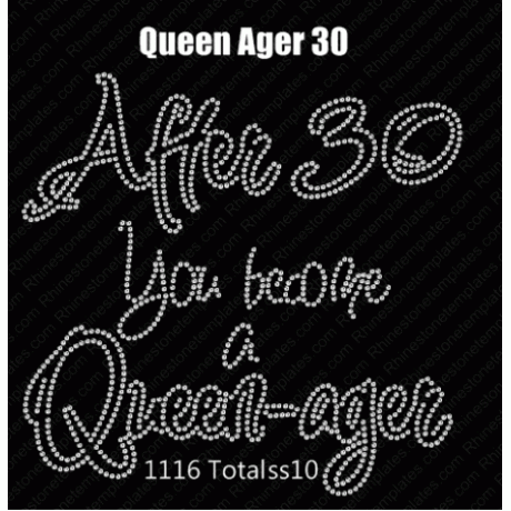 Queenager 30 Rhinestone Digital Design Download EPS SVG