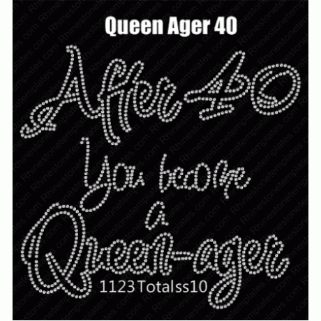 Queenager 40 Rhinestone Digital Design Download EPS SVG