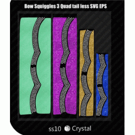 Cheer Bow Squiggles 3 Quad Tailless Rhinestone Digital Download EPS SVG