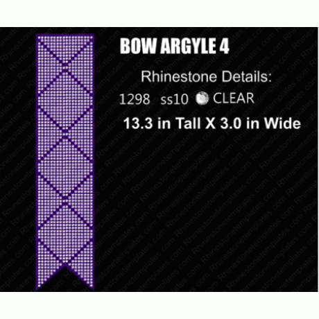 Cheer Bow Argyle 4 Rhinestone Template