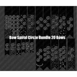 Cheer Bow Spiral Circle Bundle 20 Bows Digital Design EPS SVG