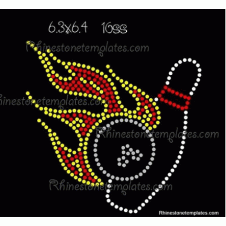 Bowling Ball and pin Flames Rhinestone Digital Download Eps SVG