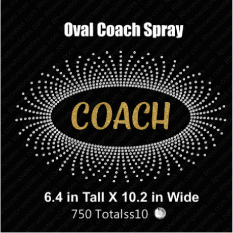 Oval spray Coach Rhinestone Digital Design EPS SVG