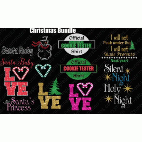 Christmas Bundle Rhinestone Glitter Download EPS SVG