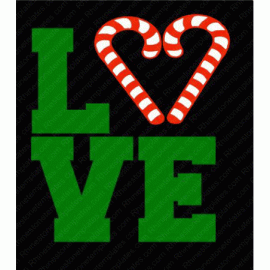 LVE Candy Cane Heart Digital Download EPS SVG