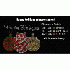 Happy Holidays Zebra Ornaments Rhinestone download EPS SVG