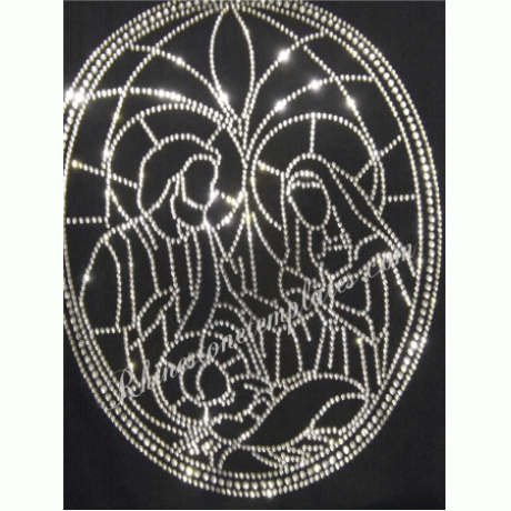 Nativity Stained Glass One color Rhinestone Transfer