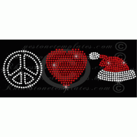 Peace Love Santa hat Rhinestone Download EPS SVG