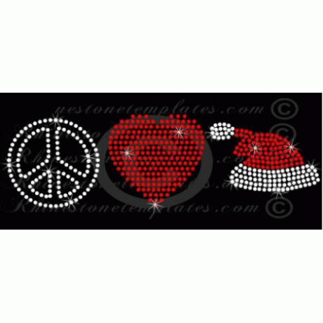 Peace Love Santa hat Rhinestone Download EPS SVG