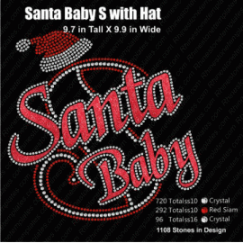 Santa Baby S With Hat Rhinestone Precut Template set