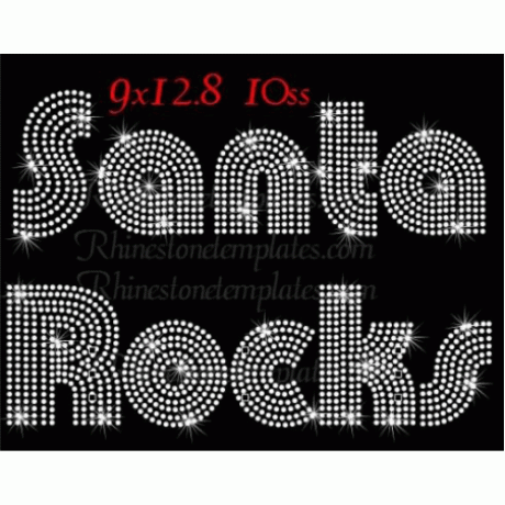 Santa Rocks One color Rhinestone Download EPS SVG