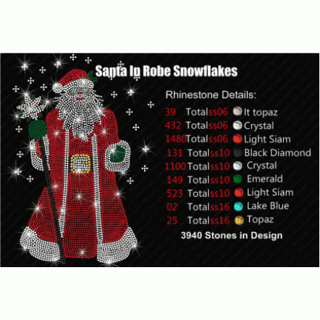 Santa with Robe and Snowflakes Rhinestone Template Set