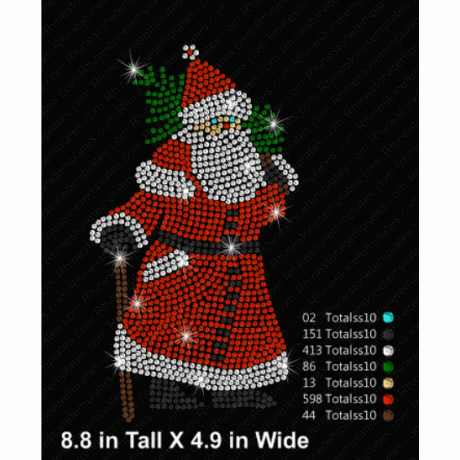 Santa With Tree Rhinestone Precut Template Set