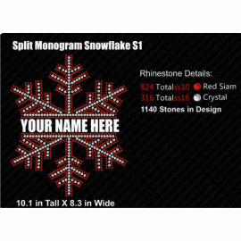 Split Monogram Snowflake 1S Rhinestone Download EPS SVG