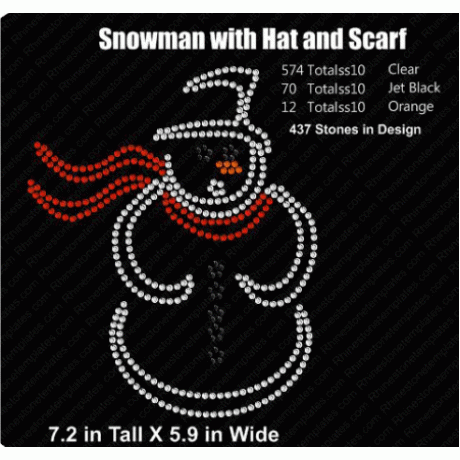 Snowman with Scarf and Hat Rhinestone Download EPs SVG
