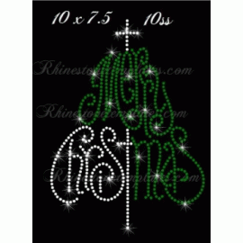 Merry CHRISTmas Tree Rhinestone Template