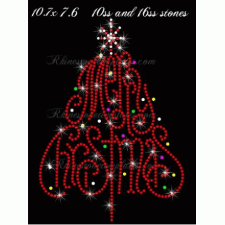 Merry Christmas Tree Rhinestone Template