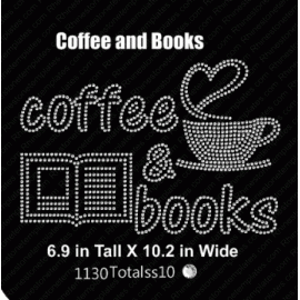 Rhinestone Coffee and Books Digital Design EPS SVG