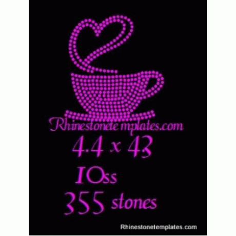 Coffee Cup with heart Steam Filled Rhinestone Download EPS SVG